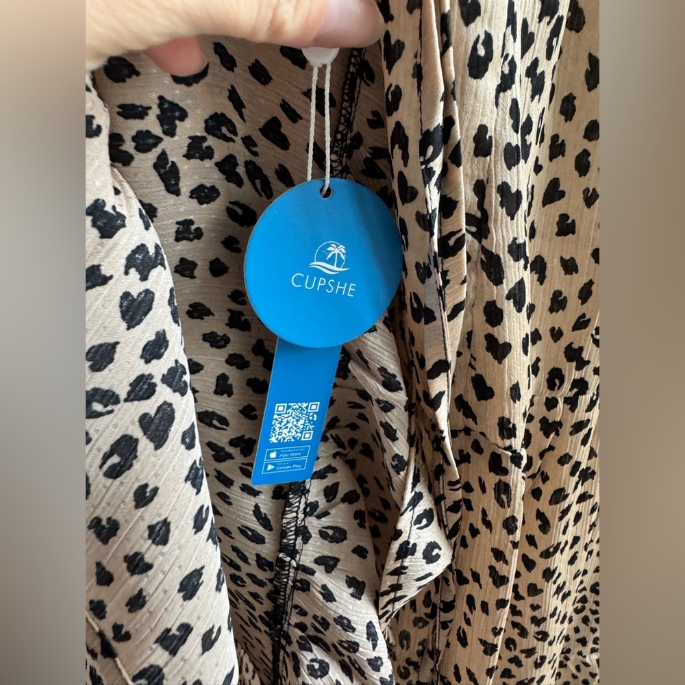 Cupshe‎ Animal Spot Print Tie Back Vneck Lace-up Backless Maxi Slip Dress NEW - Picture 9 of 11